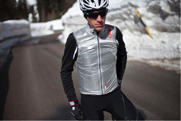 Paul testing the HP Ultralight vest on chilly descents