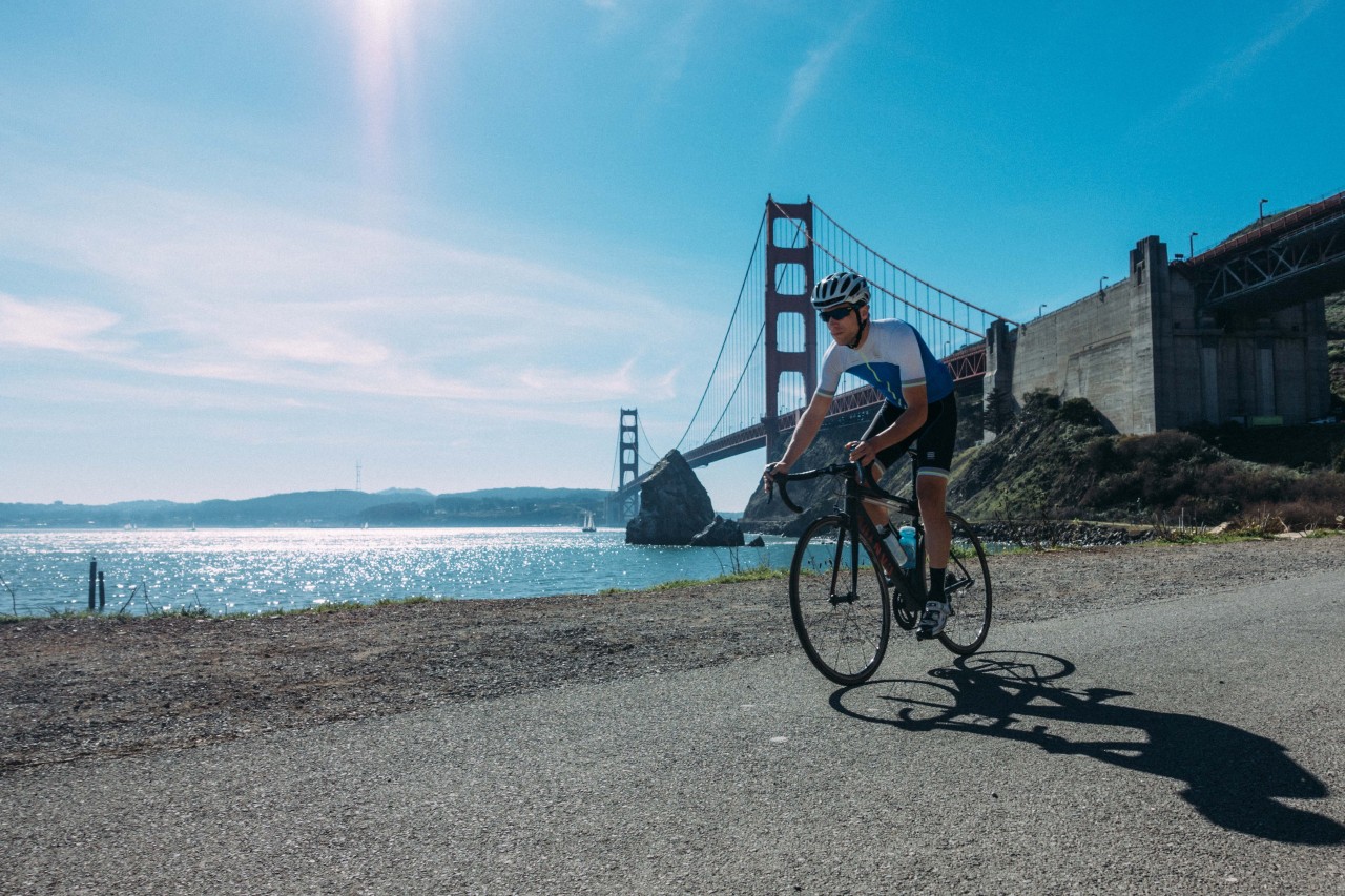 Riding past the Golden Gate